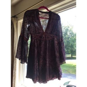 Free People Purple Patterned Dress